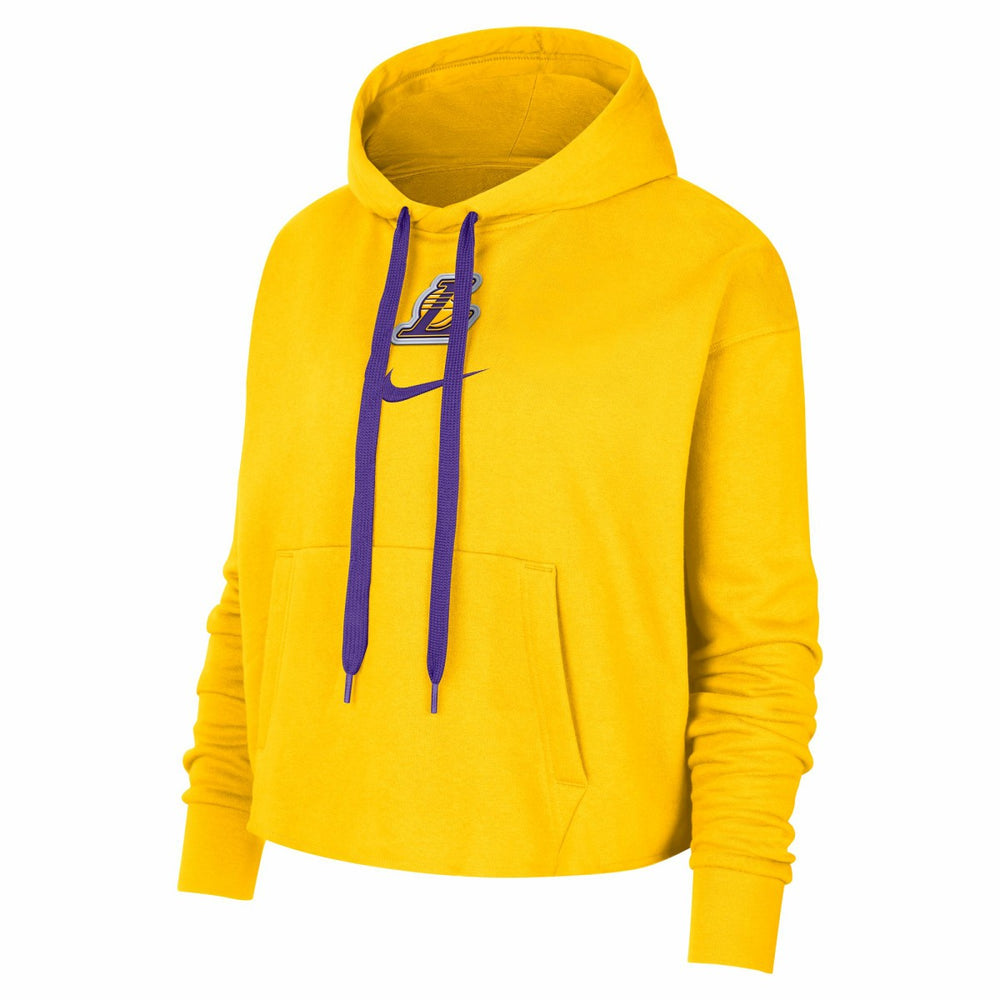 Los Angeles Lakers Women's Courtside Cropped Pullover Hoodie - Gold | Nike for sale