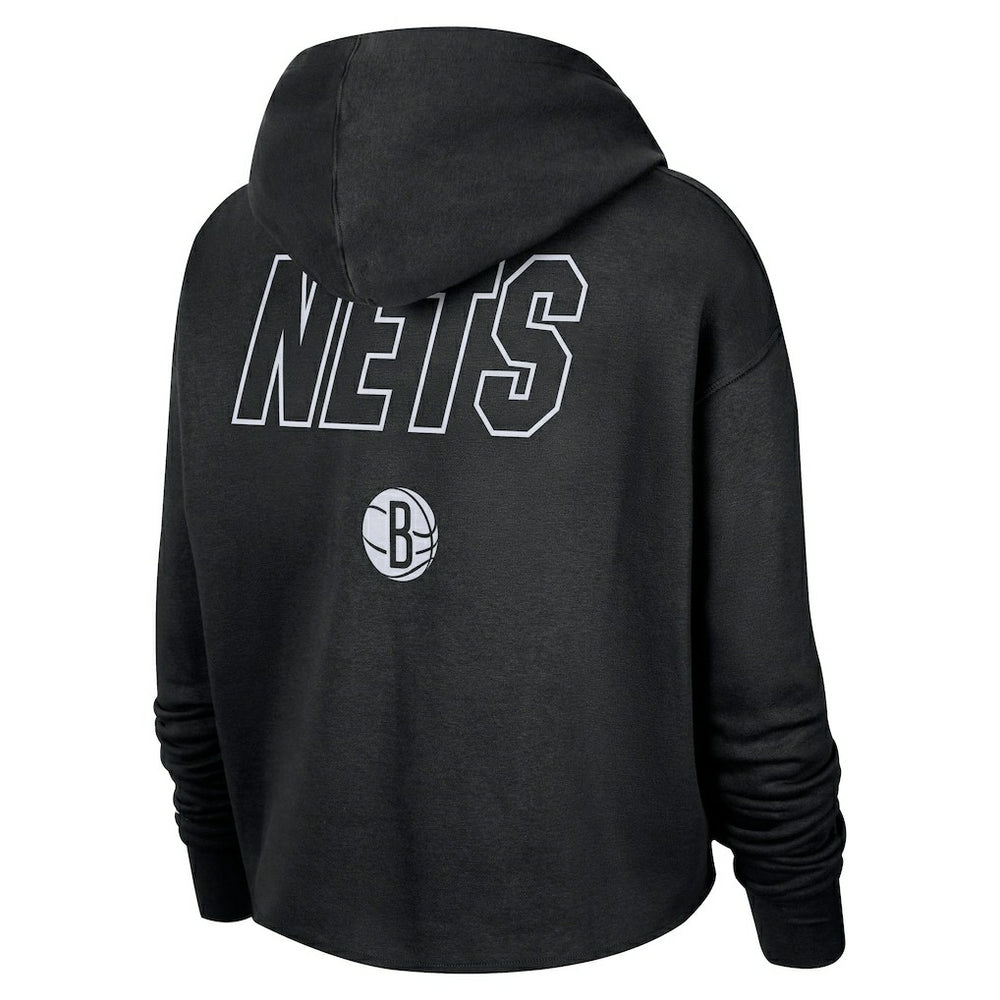 Brooklyn Nets Women's Courtside Cropped Pullover Hoodie - Black | Nike shop