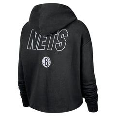 Brooklyn Nets Women's Courtside Cropped Pullover Hoodie - Black | Nike shop