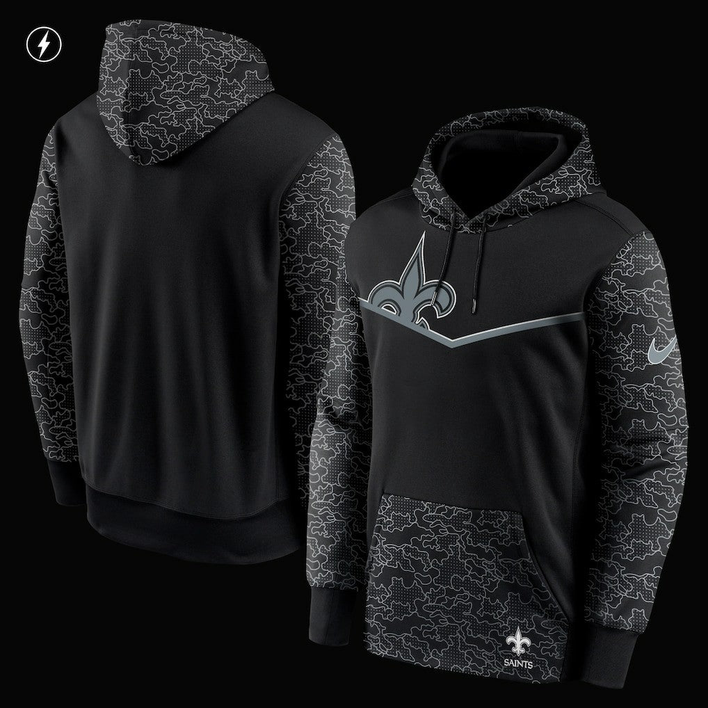 New Orleans Saints RFLCTV Chevron Pullover Hoodie - Black | Nike for sale