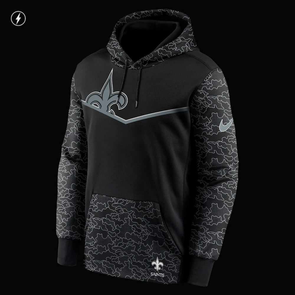 New Orleans Saints RFLCTV Chevron Pullover Hoodie - Black | Nike for sale
