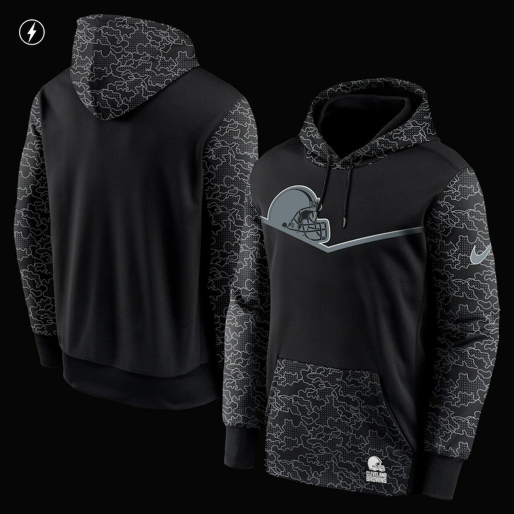 Cleveland Browns RFLCTV Chevron Pullover Hoodie - Black | Nike for sale