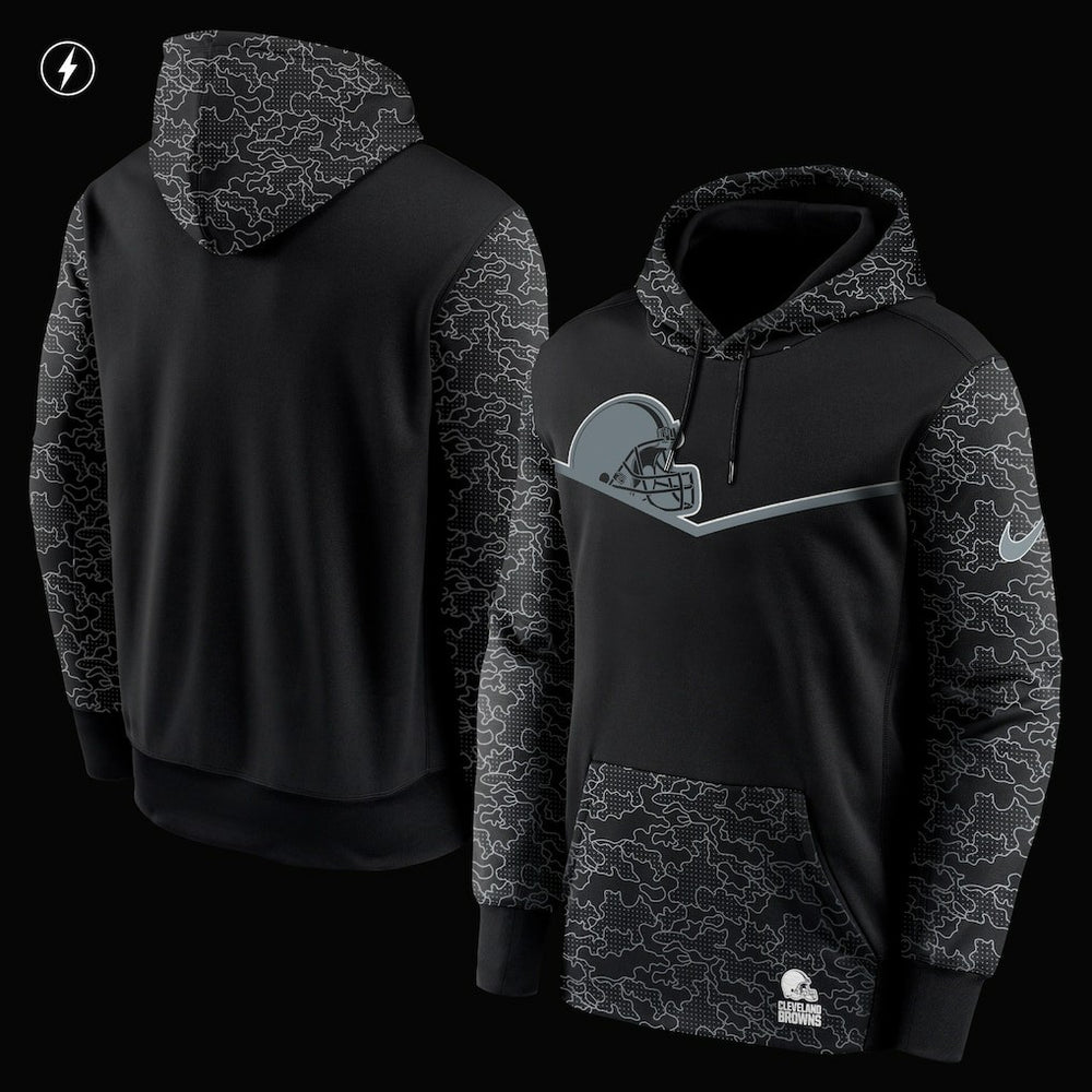 Cleveland Browns RFLCTV Chevron Pullover Hoodie - Black | Nike for sale