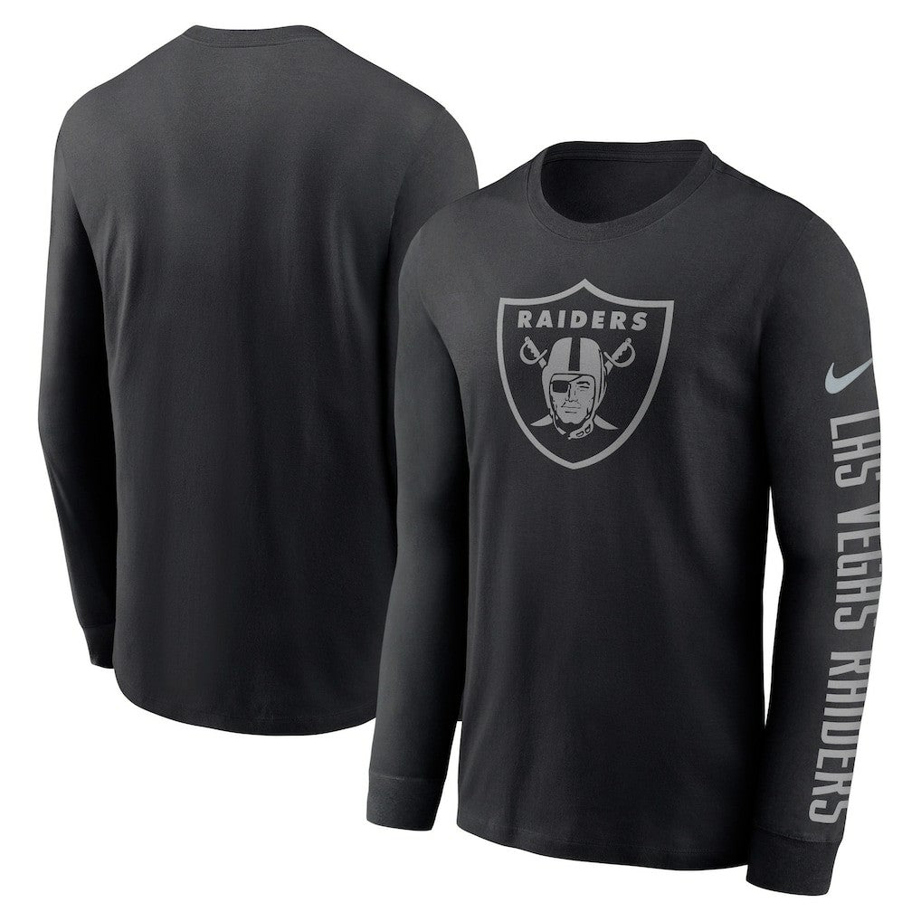 Las Vegas Raiders RFLCTV Name and Logo T-Shirt - Black | Nike outlet