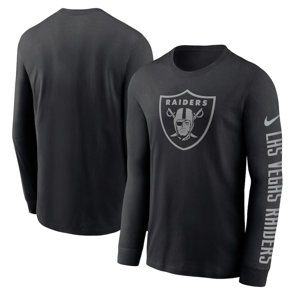 Las Vegas Raiders RFLCTV Name and Logo T-Shirt - Black | Nike outlet