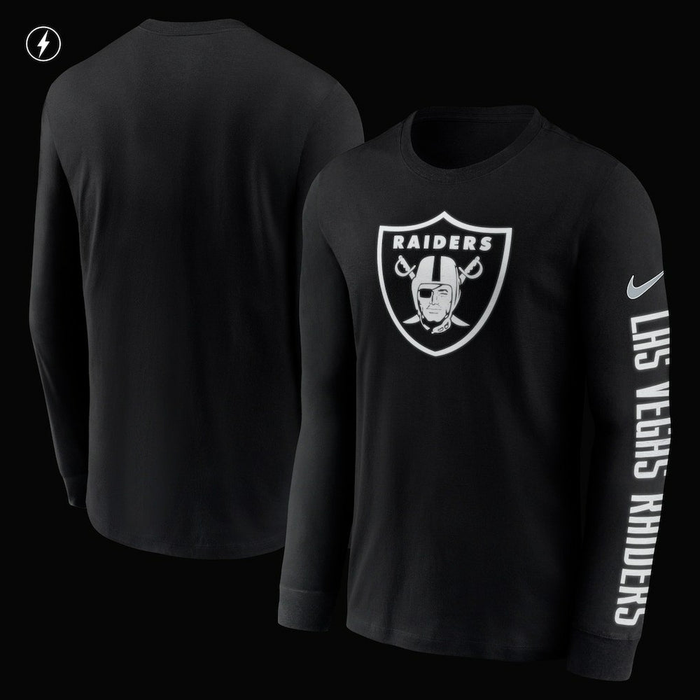 Las Vegas Raiders RFLCTV Name and Logo T-Shirt - Black | Nike outlet