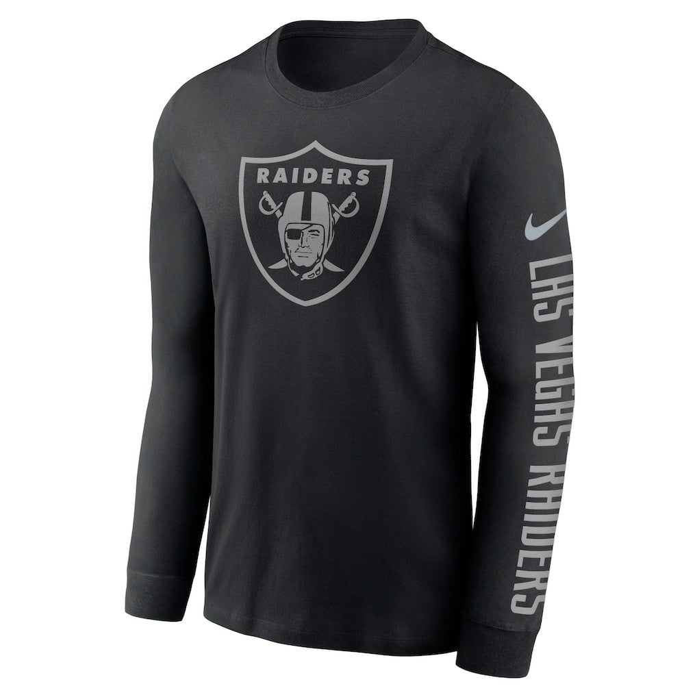 Las Vegas Raiders RFLCTV Name and Logo T-Shirt - Black | Nike outlet