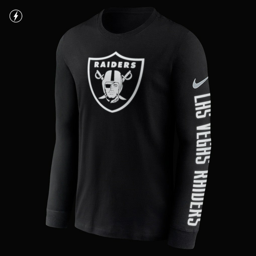 Las Vegas Raiders RFLCTV Name and Logo T-Shirt - Black | Nike outlet