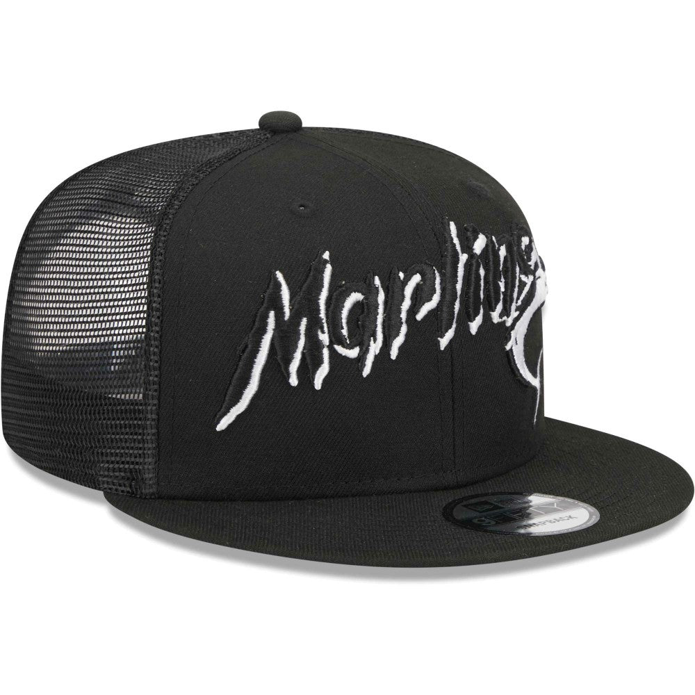 Miami Marlins Street Trucker 9FIFTY Snapback Hat - Black | New Era