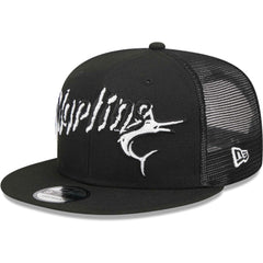Miami Marlins Street Trucker 9FIFTY Snapback Hat - Black | New Era