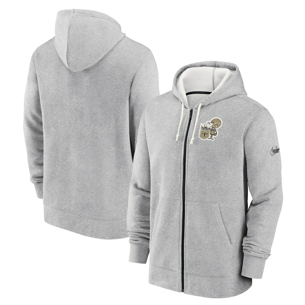 New Orleans Saints Historic Lifestyle Full-Zip Hoodie - Heather Gray | Nike outlet