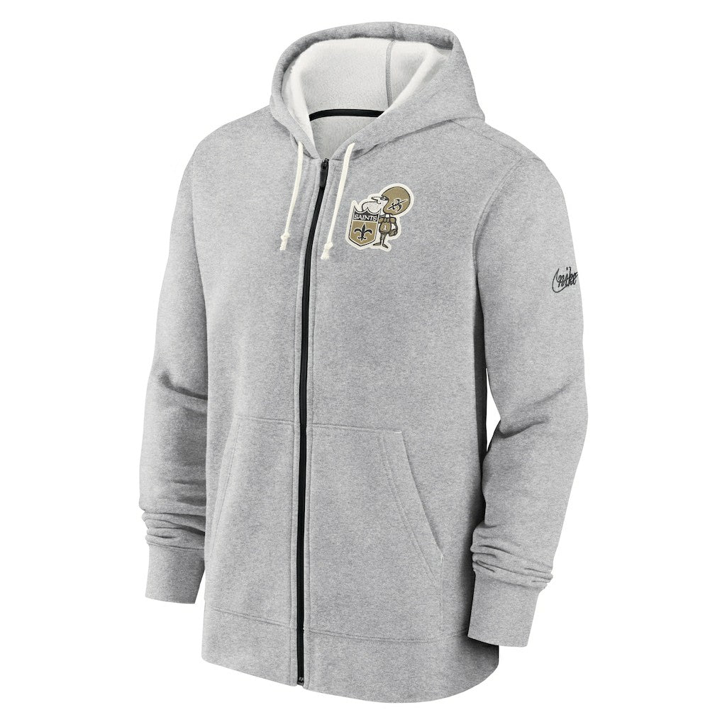 New Orleans Saints Historic Lifestyle Full-Zip Hoodie - Heather Gray | Nike outlet
