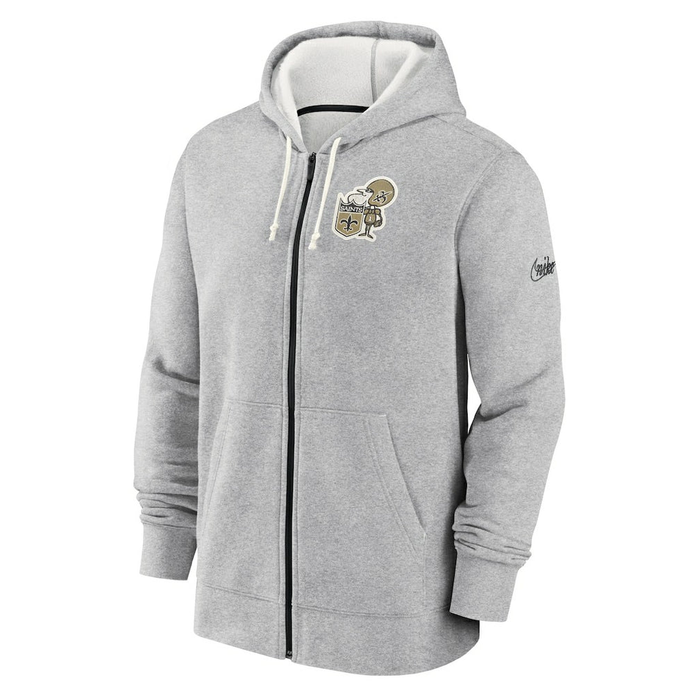 New Orleans Saints Historic Lifestyle Full-Zip Hoodie - Heather Gray | Nike outlet