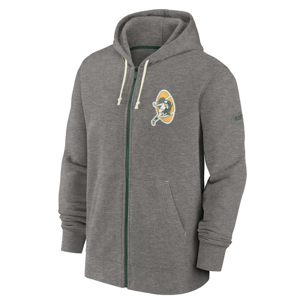Green Bay Packers Historic Lifestyle Full-Zip Hoodie - Heather Charcoal | Nike on sale