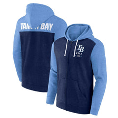 Tampa Bay Rays Blown Away Full-Zip Hoodie - Heathered Navy/Heathered Light Blue