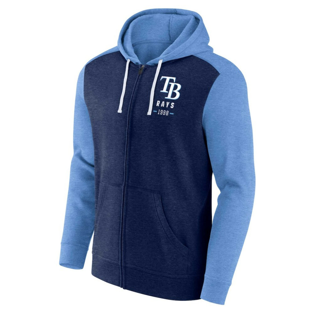 Tampa Bay Rays Blown Away Full-Zip Hoodie - Heathered Navy/Heathered Light Blue