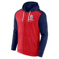 St. Louis Cardinals Blown Away Full-Zip Hoodie - Heathered Red/Heathered Navy
