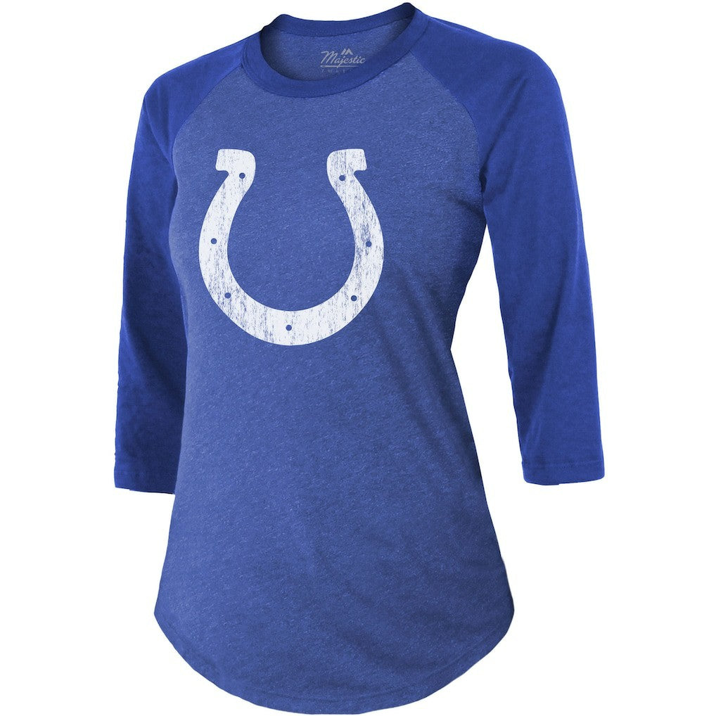 Jonathan Taylor Indianapolis Colts Majestic Threads Women's Player Name & Number Raglan Tri-Blend 3/4-Sleeve T-Shirt - Royal for sale