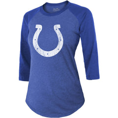 Jonathan Taylor Indianapolis Colts Majestic Threads Women's Player Name & Number Raglan Tri-Blend 3/4-Sleeve T-Shirt - Royal for sale