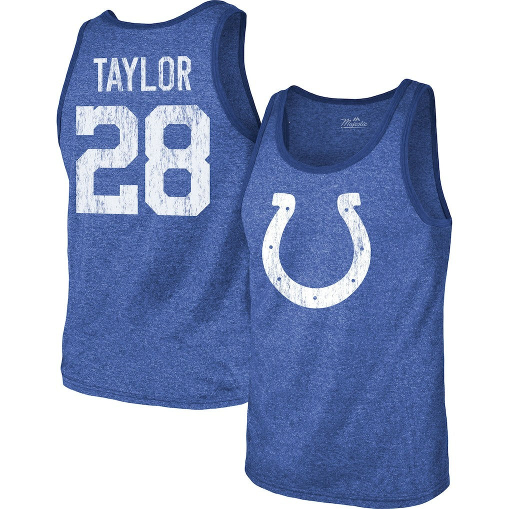 Jonathan Taylor Indianapolis Colts Majestic Threads Player Name & Number Tri-Blend Tank Top - Heathered Royal for sale