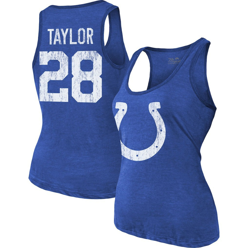Jonathan Taylor Indianapolis Colts Majestic Threads Women's Player Name & Number Tri-Blend Tank Top - Royal discount
