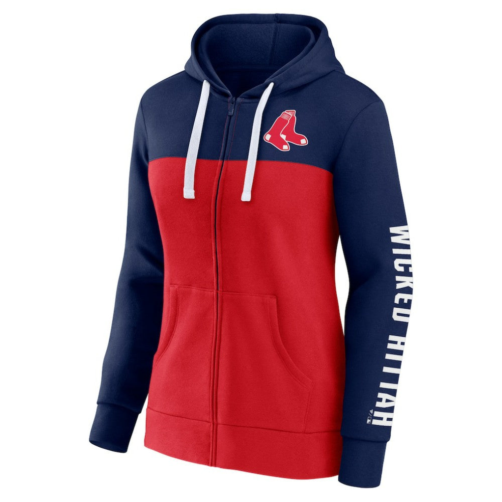Boston Red Sox Women's Take The Field Colorblocked Hoodie Full-Zip Jacket - Navy/Red