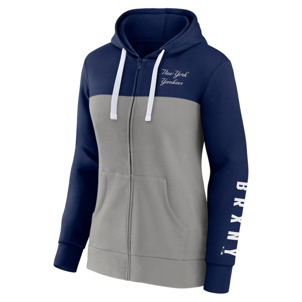 New York Yankees Women's Take The Field Colorblocked Hoodie Full-Zip Jacket - Navy/Gray