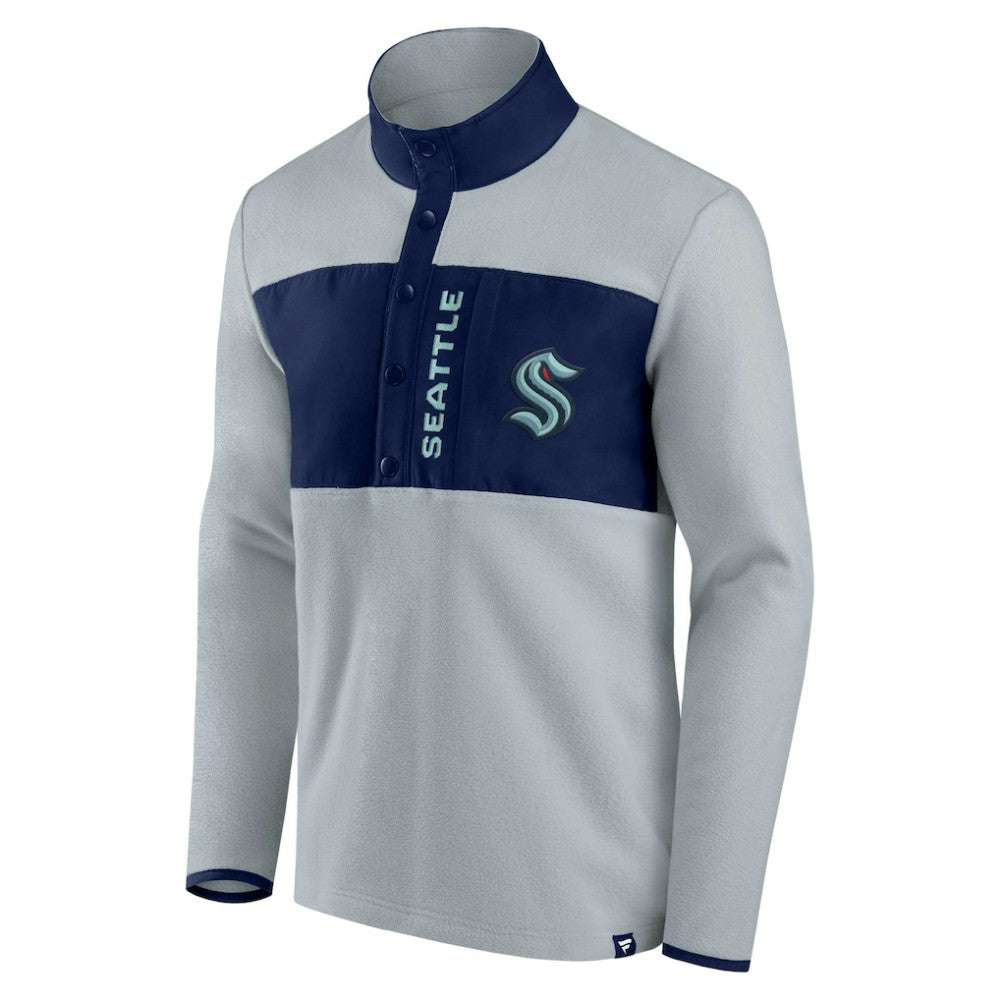 Seattle Kraken Fanatics Hockey Polar Fleece Quarter-Snap Jacket Gray/Navy