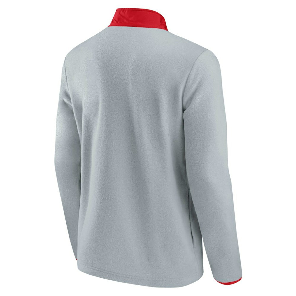 Detroit Red Wings Fanatics Hockey Polar Fleece Quarter-Snap Jacket Gray/Red