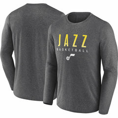 Utah Jazz Where Legends Play Iconic Practice Long Sleeve T-Shirt - Heather Charcoal | Fanatics shop