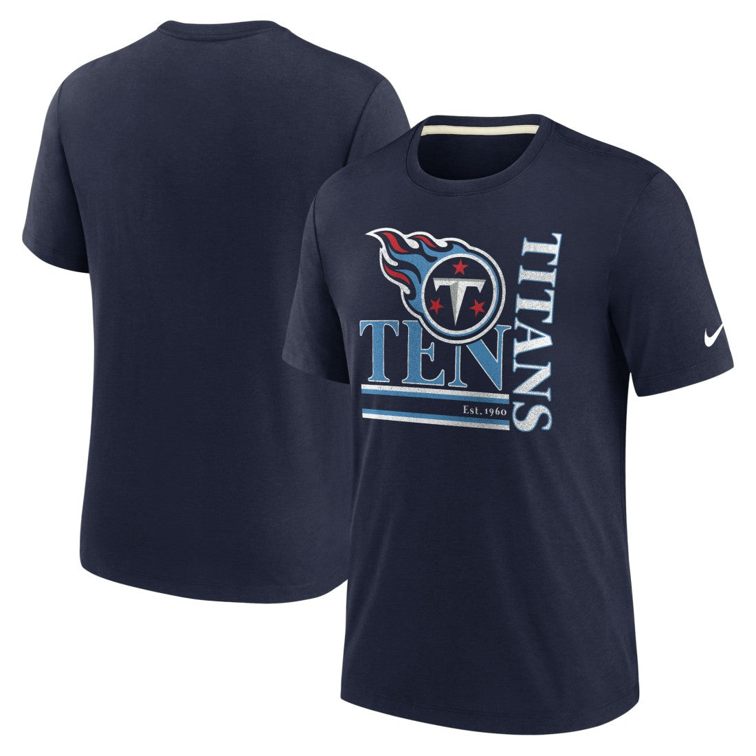 Tennessee Titans Wordmark Logo Tri-Blend T-Shirt - Navy | Nike on sale