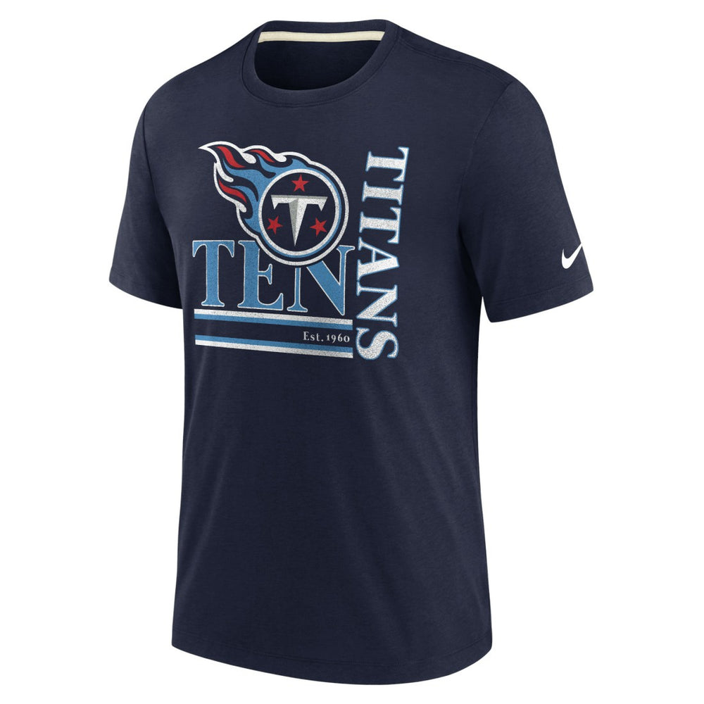Tennessee Titans Wordmark Logo Tri-Blend T-Shirt - Navy | Nike on sale