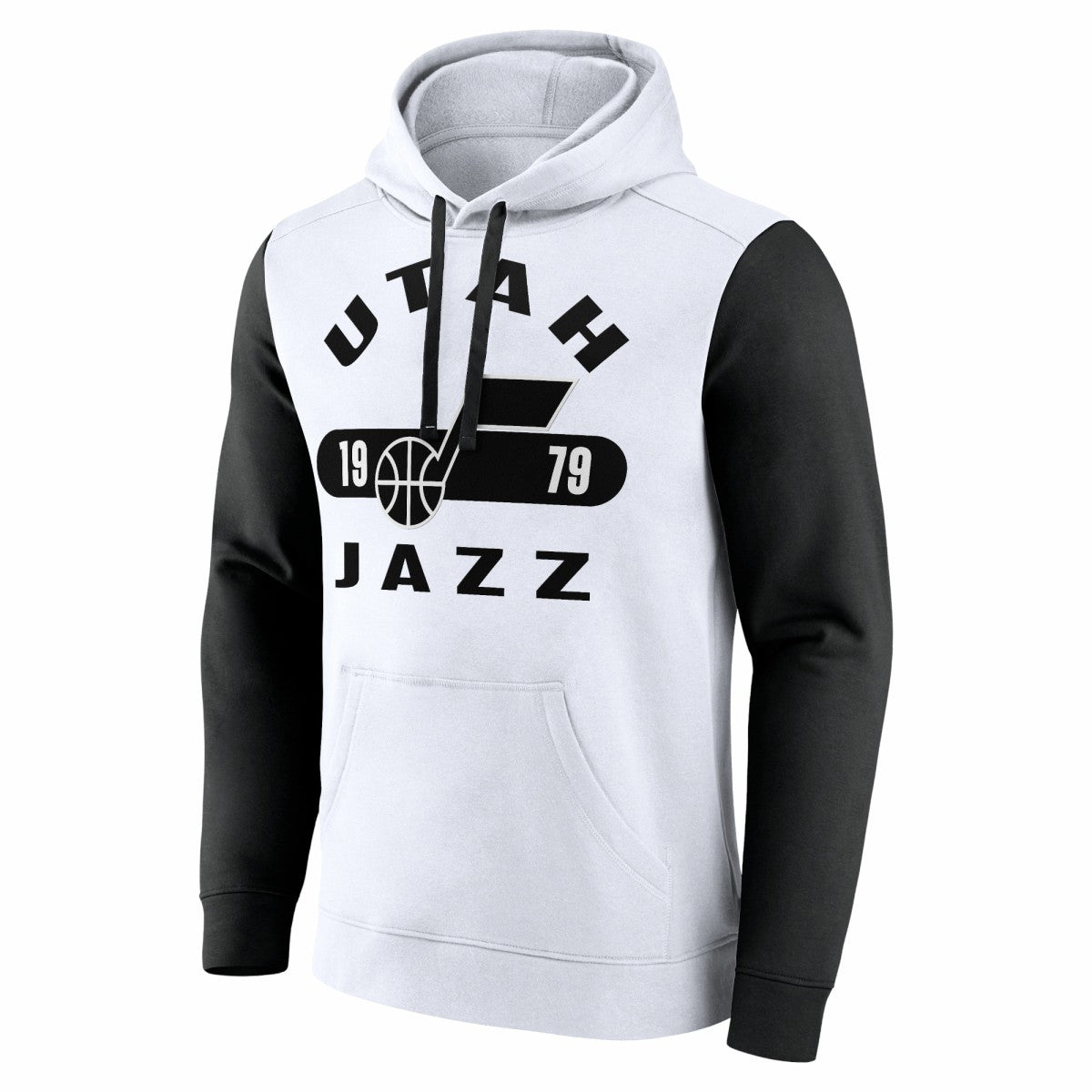 Utah Jazz Attack Colorblock Pullover Hoodie - White/Black | Fanatics outlet