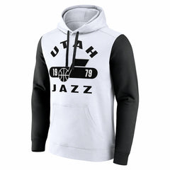 Utah Jazz Attack Colorblock Pullover Hoodie - White/Black | Fanatics outlet