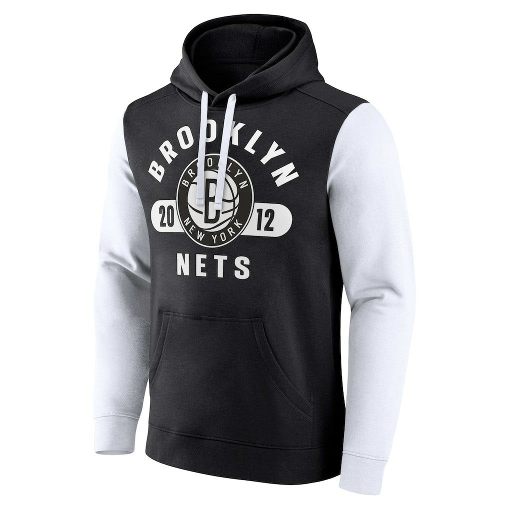 Brooklyn Nets Attack Colorblock Pullover Hoodie - Black/White | Fanatics outlet