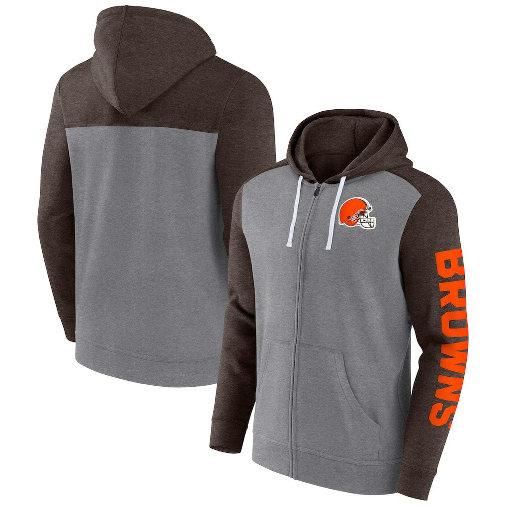 Cleveland Browns Down and Distance Full-Zip Hoodie - Heather Gray cheap