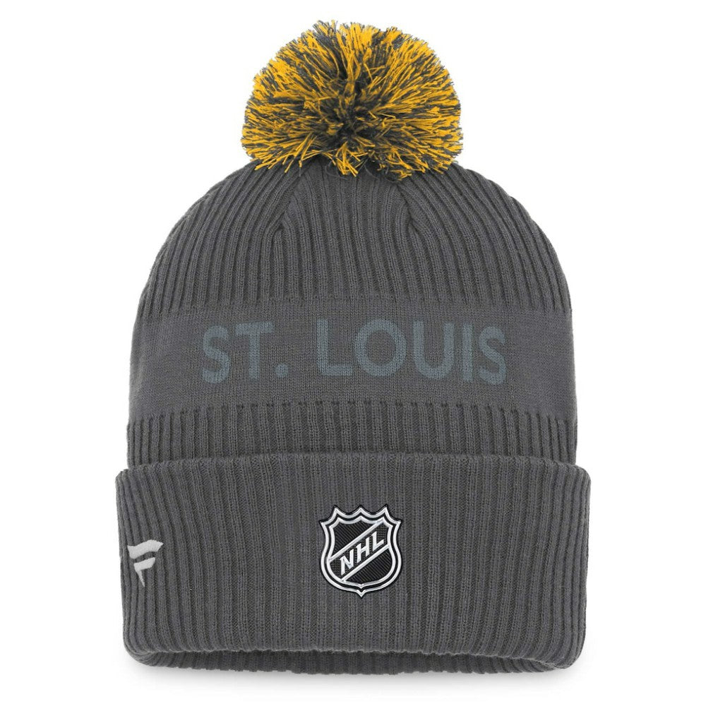 St. Louis Blues Fanatics Authentic Pro Home Ice Cuffed Knit Hat with Pom Charcoal