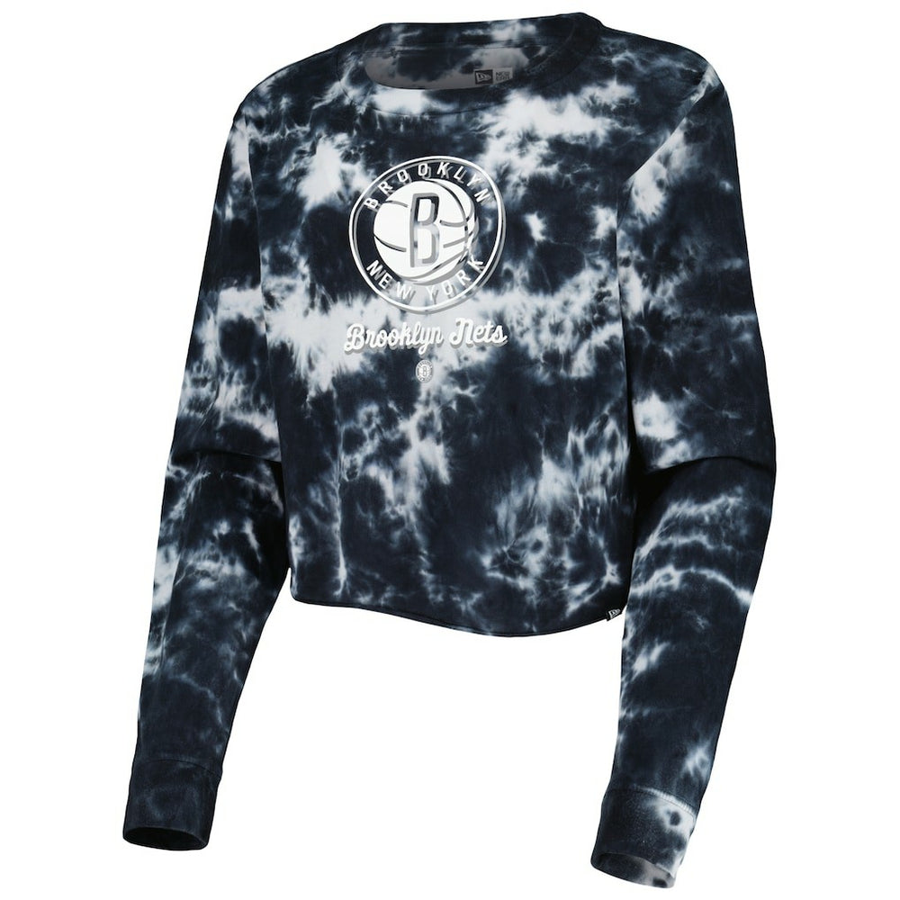 Brooklyn Nets Women's Tie Dye Cropped Long Sleeve T-Shirt - Black | New Era shop