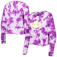 Los Angeles Lakers Women's Tie Dye Cropped Long Sleeve T-Shirt - Purple | New Era online