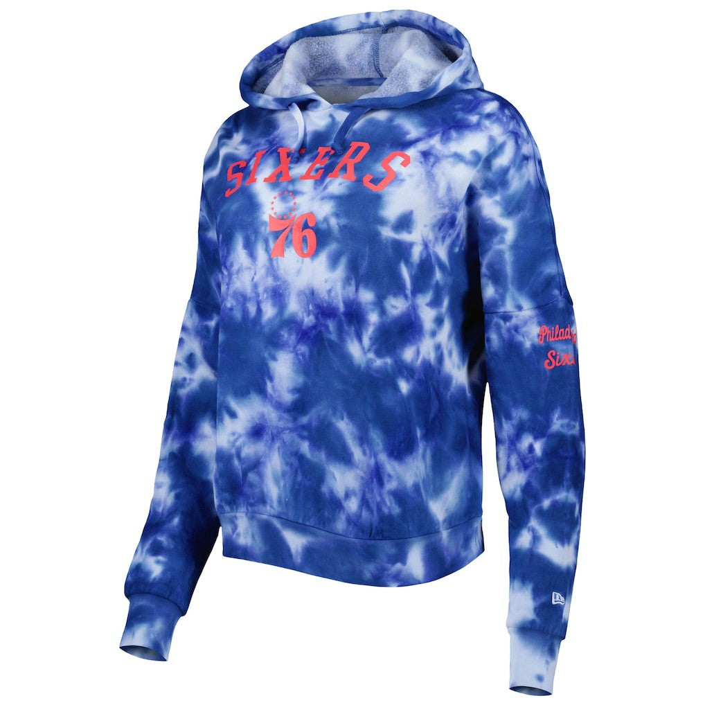 Philadelphia 76ers Women's Brushed Cotton Tie-Dye Pullover Hoodie - Royal | New Era discount