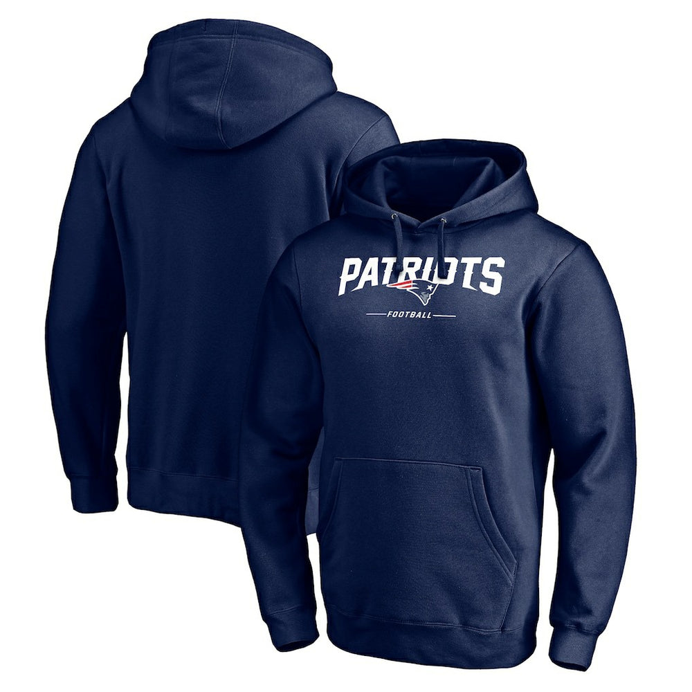 New England Patriots Logo Team Lockup Fitted Pullover Hoodie - Navy sale