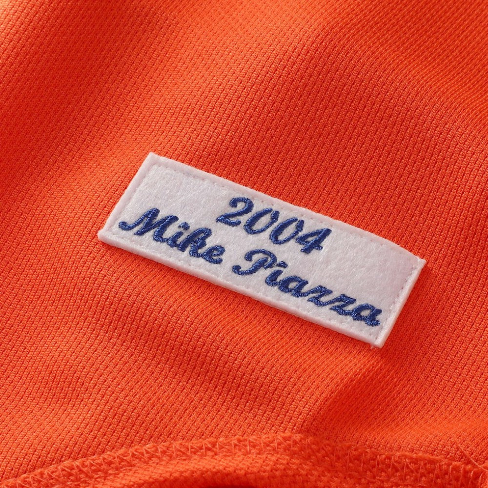 Mike Piazza New York Mets Cooperstown Collection Mesh Batting Practice Button-Up Jersey - Orange | Mitchell & Ness