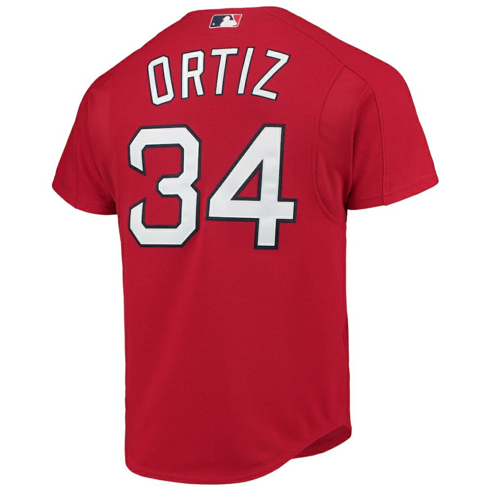 David Ortiz Boston Red Sox Cooperstown Collection Mesh Batting Practice Button-Up Jersey - Red | Mitchell & Ness