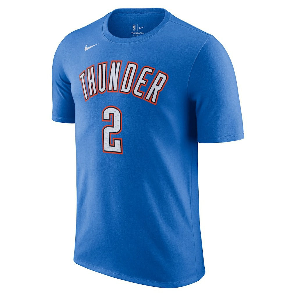 Shai Gilgeous-Alexander Oklahoma City Thunder Icon 2022/23 Name & Number T-Shirt - Blue | Nike for sale