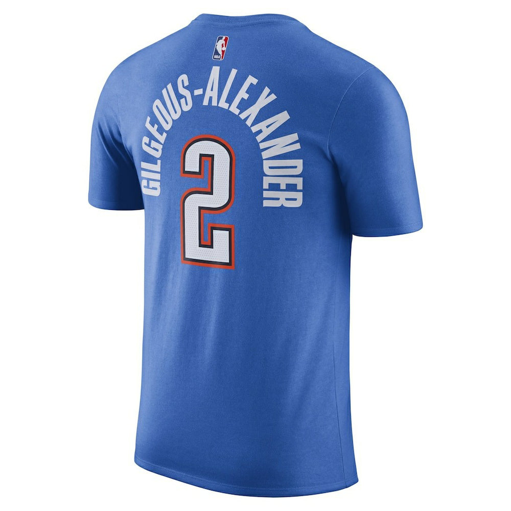 Shai Gilgeous-Alexander Oklahoma City Thunder Icon 2022/23 Name & Number T-Shirt - Blue | Nike for sale