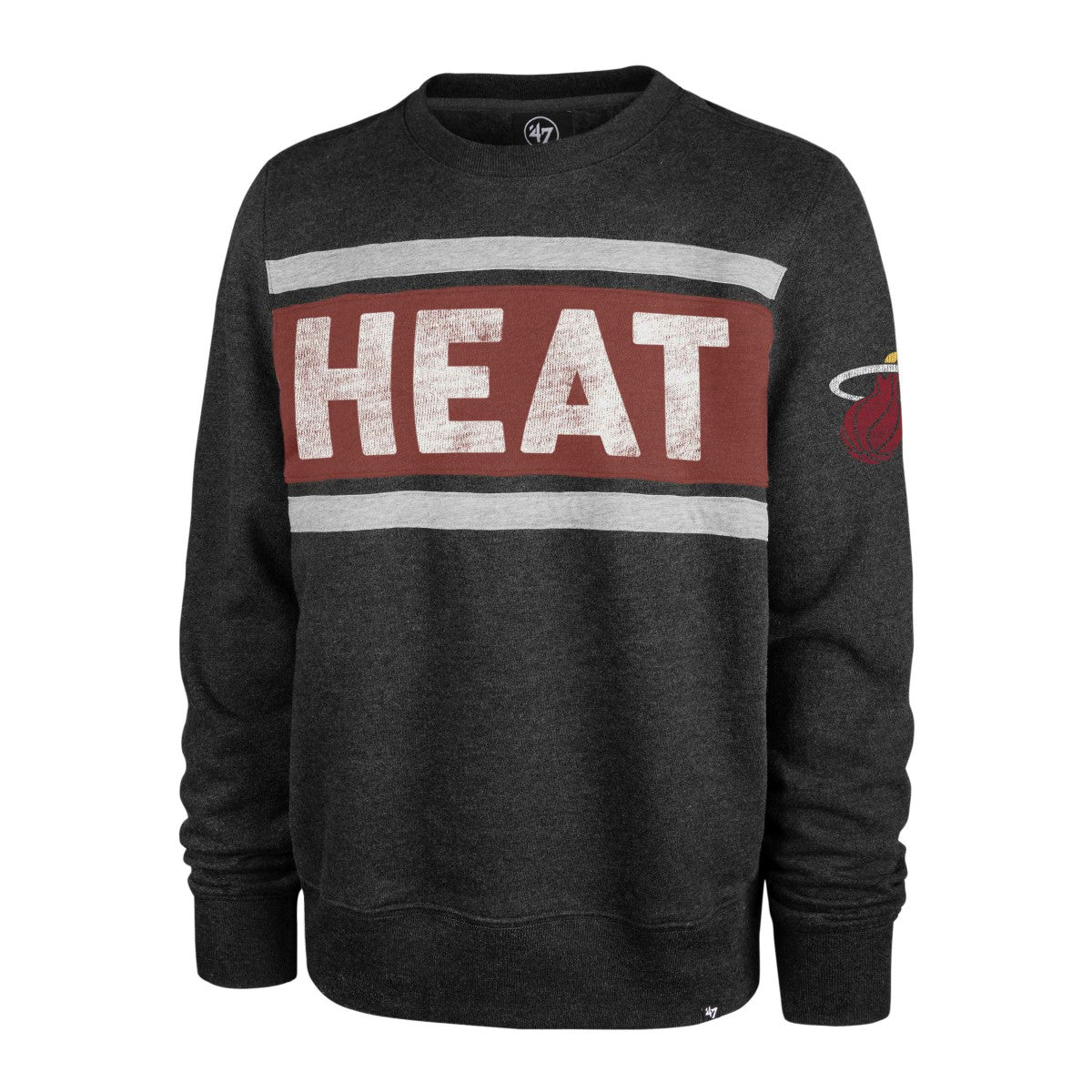 Miami Heat '47 Tribeca Emerson Pullover Sweatshirt - Heather Black | 47 brand sale