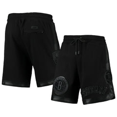 Brooklyn Nets Pro Standard Triple Black Gloss Logo Shorts for sale