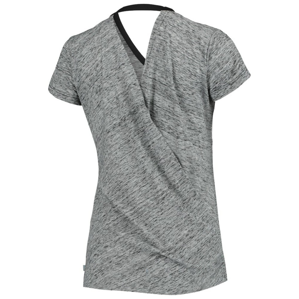 Colorado Rockies Touch Women's Hail Mary Back Wrap Space-Dye V-Neck T-Shirt - Black