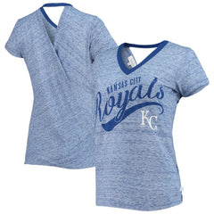 Kansas City Royals Touch Women's Hail Mary Back Wrap Space-Dye V-Neck T-Shirt - Royal
