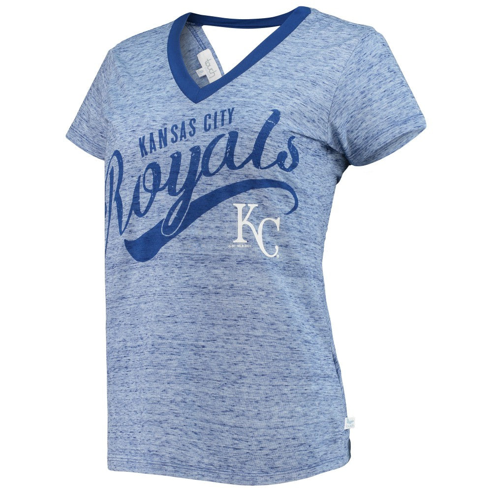 Kansas City Royals Touch Women's Hail Mary Back Wrap Space-Dye V-Neck T-Shirt - Royal